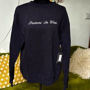 Brunette the Label prefaded oversized black sweatshirt “Partners in Wine” M/L